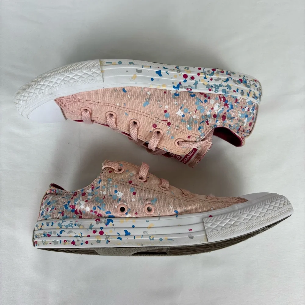 Converse Chuck Taylor All Star Junior Sneakers Confetti Low Top Shoes Pink Sz 4